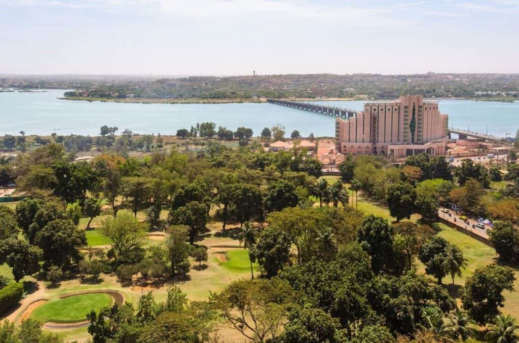 The view of Bamako in Mali towards the water