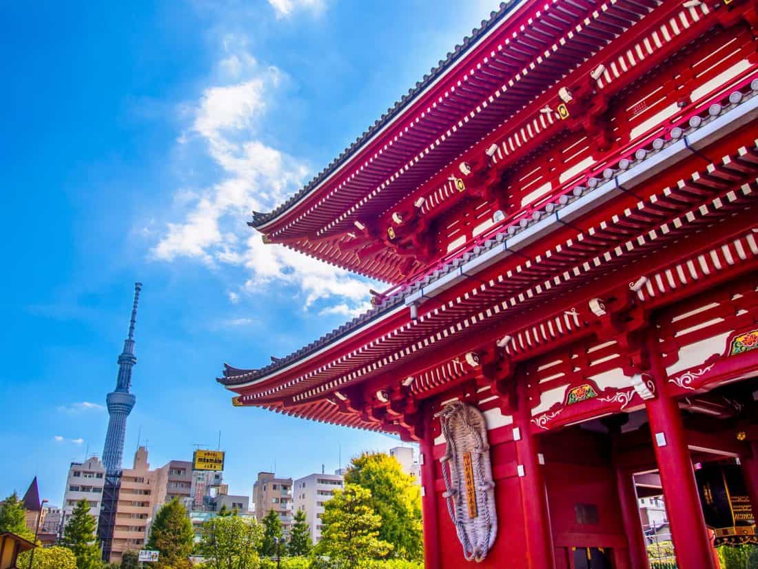Sensoji Temple in Tokyo with SkyTree in the background, a top Japan destination